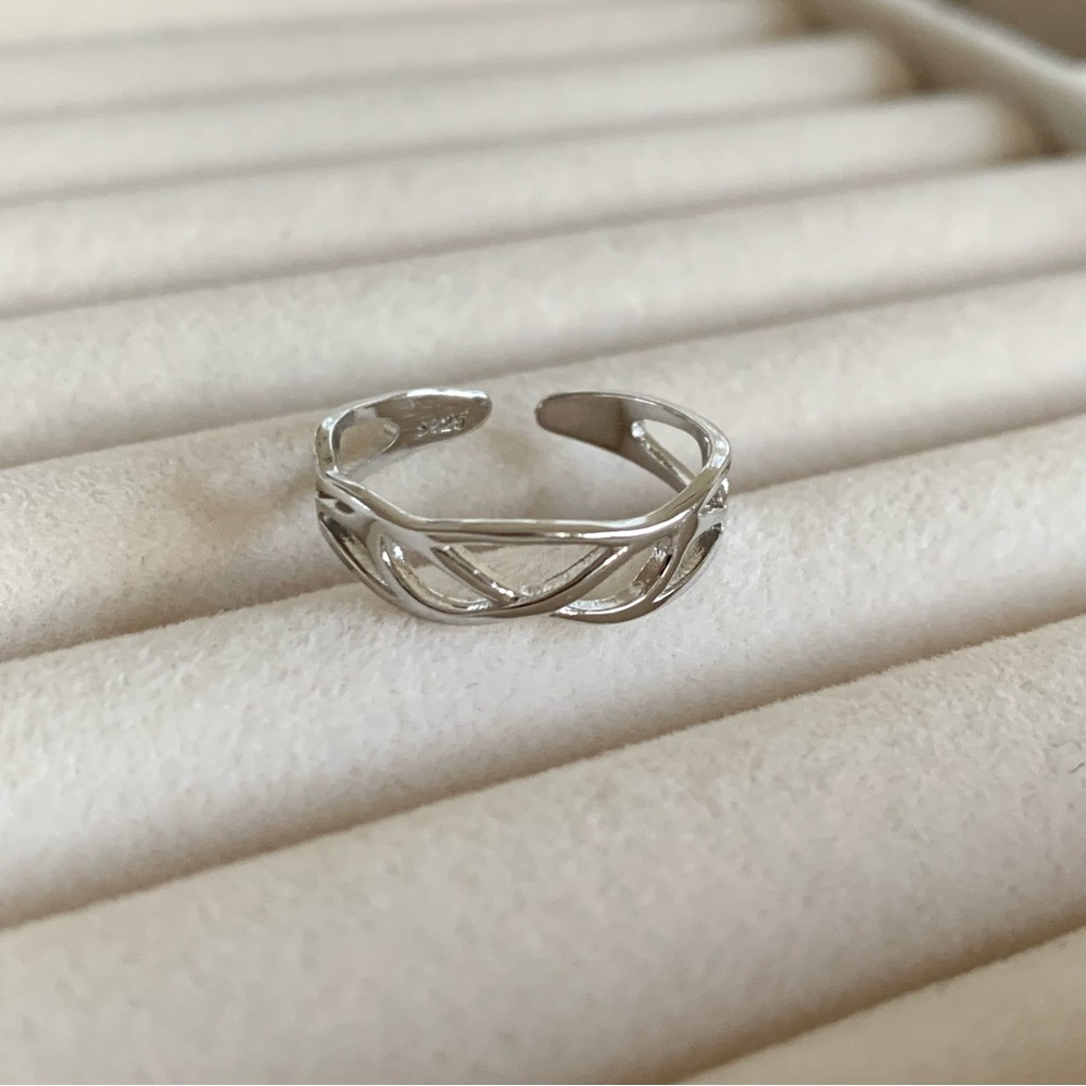 Silver ring Net ring sterling silver ring stacking ring